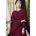 Embroidered abaya with Butterfly sleeves- Maroon